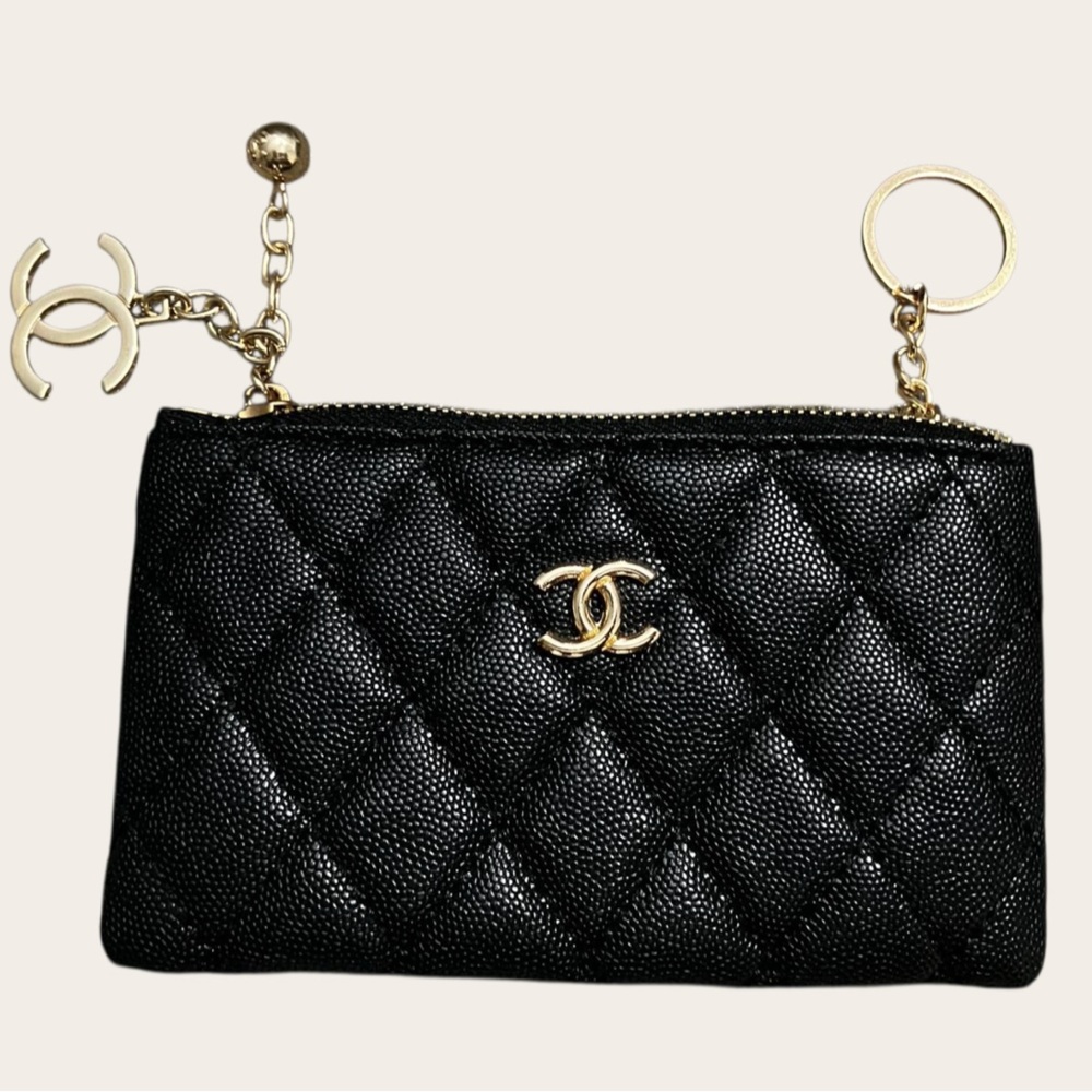 Black Zip Card Holder & Keychain